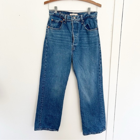 Levi’s Premium Ribcage Cropped Bootcut Jeans Jazz Icon Button Fly Size 30 - Picture 7 of 7